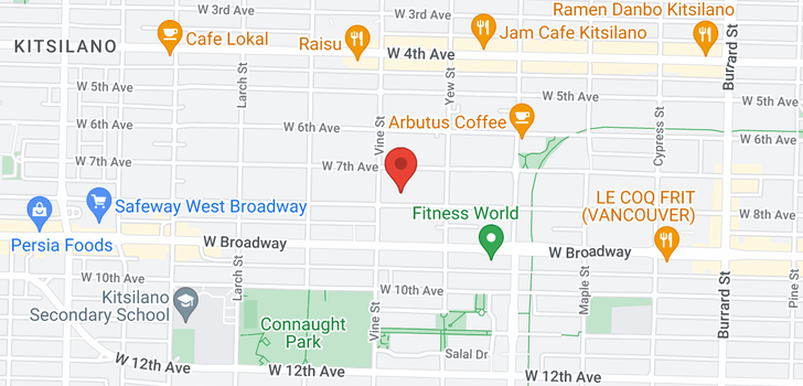 map of 206 2255 W 8TH AVENUE